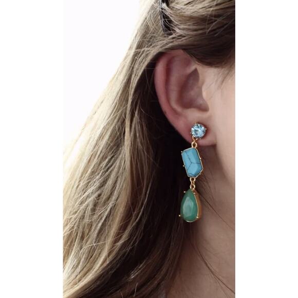 Kate Spade Turquoise Blues Green Linear Fiesta Crystal Dangle Drop Earring - Picture 5 of 16